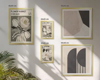 Lot de tableaux encadrés motifs de compositions florales élégantes