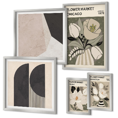 Lot de tableaux encadrés Compositions florales élégantes