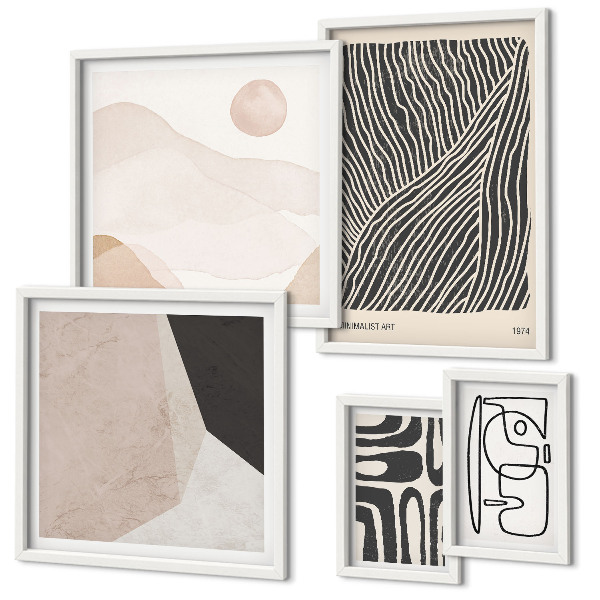 Ensemble de 5 tableaux Motifs minimalistes de la terre abstraits