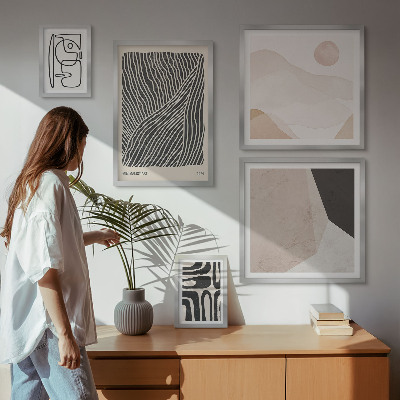 Ensemble de 5 tableaux Motifs minimalistes de la terre abstraits