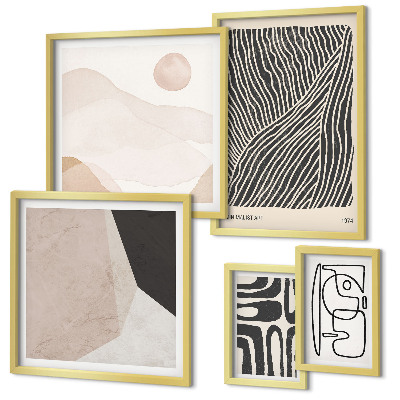 Ensemble de 5 tableaux Motifs minimalistes de la terre abstraits