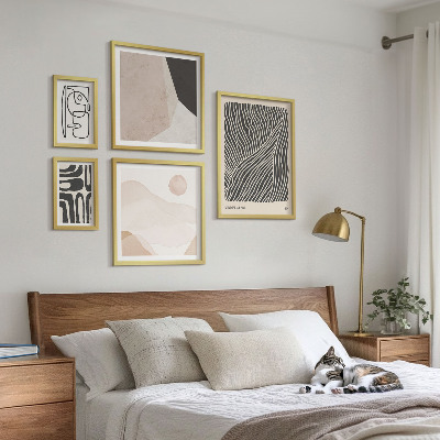 Ensemble de 5 tableaux Motifs minimalistes de la terre abstraits