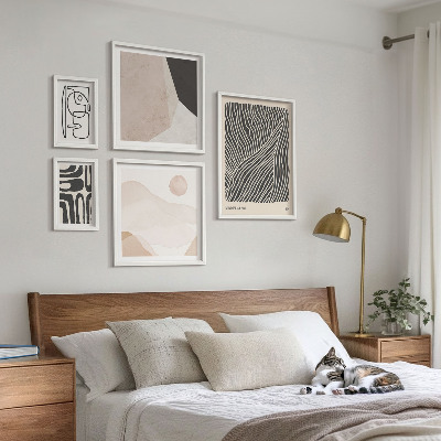 Ensemble de 5 tableaux Motifs minimalistes de la terre abstraits