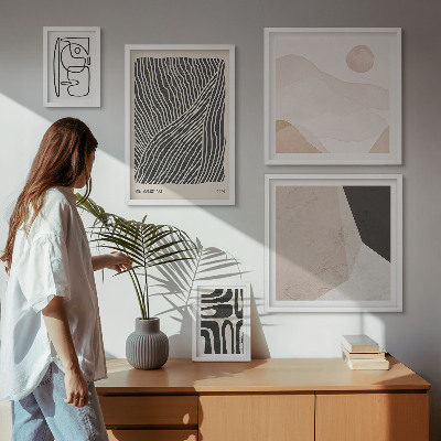 Ensemble de 5 tableaux Motifs minimalistes de la terre abstraits