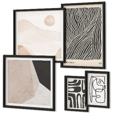Ensemble de 5 tableaux Motifs minimalistes de la terre abstraits