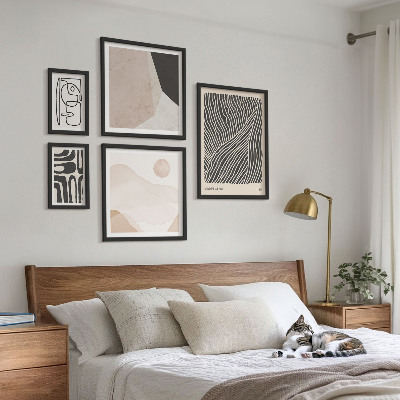 Ensemble de 5 tableaux Motifs minimalistes de la terre abstraits