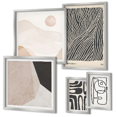 Ensemble de 5 tableaux Motifs minimalistes de la terre abstraits