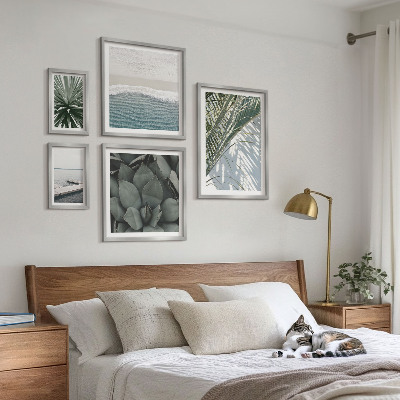 Lot de tableaux encadrés Plantes tropicales avec la mer