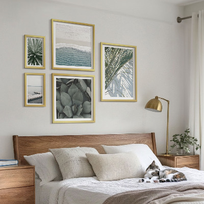Lot de tableaux encadrés Plantes tropicales avec la mer