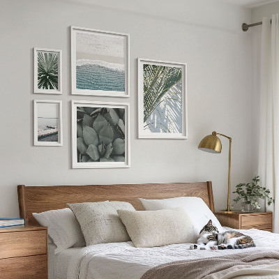 Lot de tableaux encadrés Plantes tropicales avec la mer