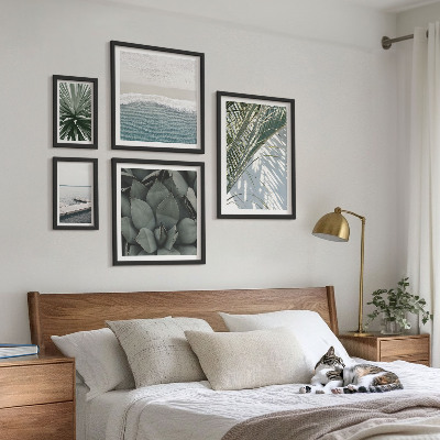 Lot de tableaux encadrés Plantes tropicales avec la mer