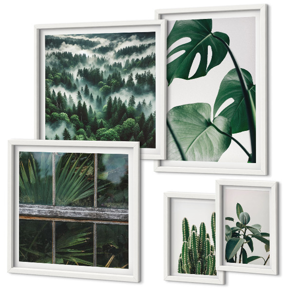 Ensemble de 5 tableaux Inspirations végétales tropicales