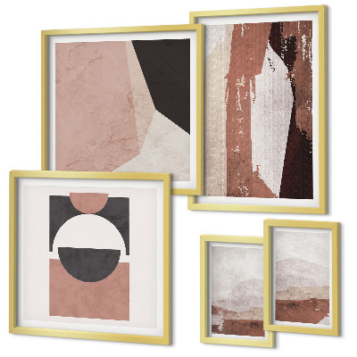 Ensemble de 5 tableaux Compositions abstraites de la terre
