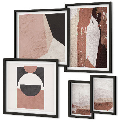Ensemble de 5 tableaux Compositions abstraites de la terre