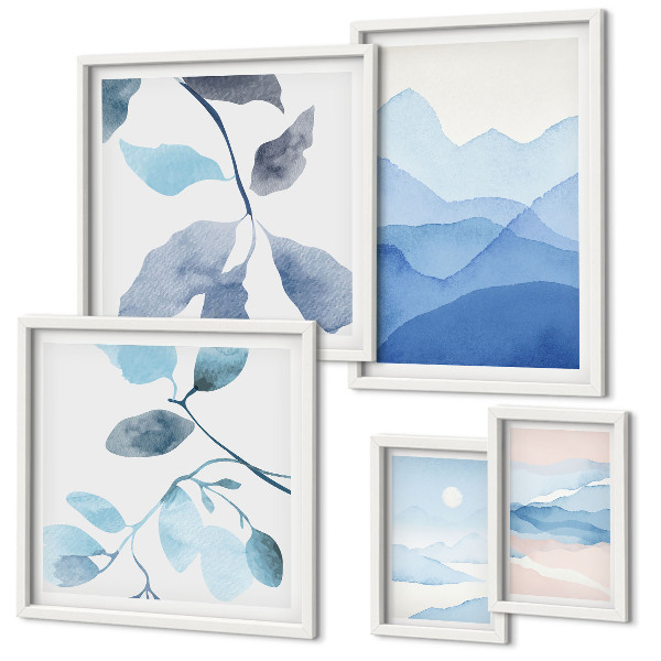 Tableau de décoration murale Bleu nature minimaliste