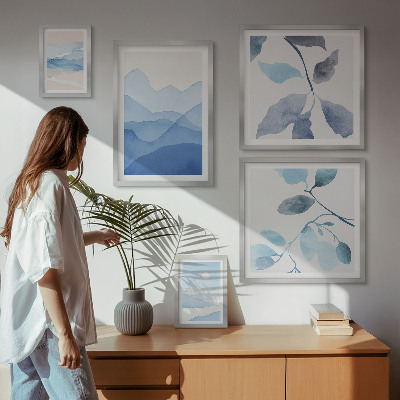 Tableau de décoration murale Bleu nature minimaliste