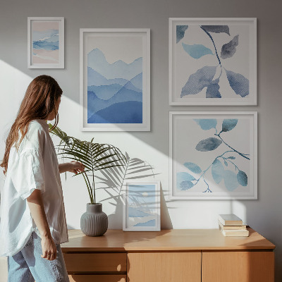 Tableau de décoration murale Bleu nature minimaliste