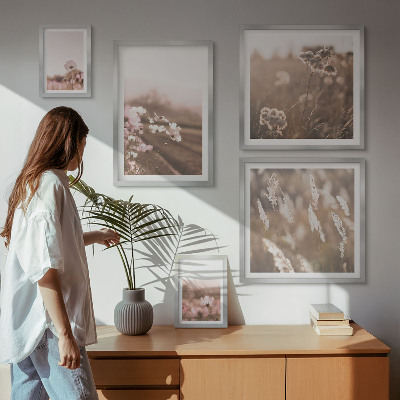 Ensemble de 5 tableaux Motifs floraux de nature délicate