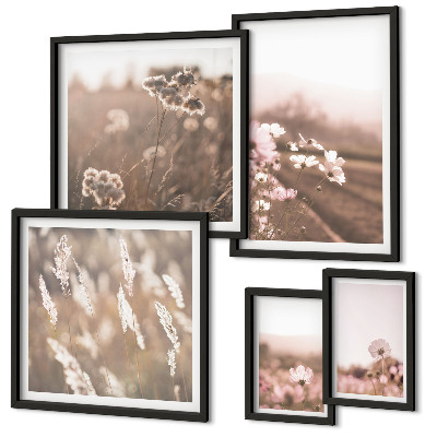 Ensemble de 5 tableaux Motifs floraux de nature délicate