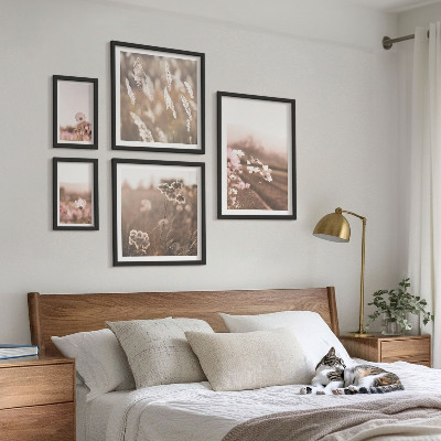 Ensemble de 5 tableaux Motifs floraux de nature délicate