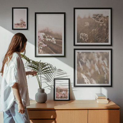 Ensemble de 5 tableaux Motifs floraux de nature délicate