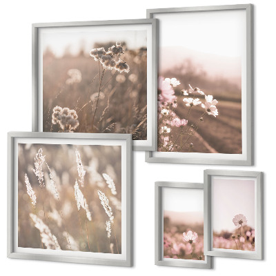 Ensemble de 5 tableaux Motifs floraux de nature délicate