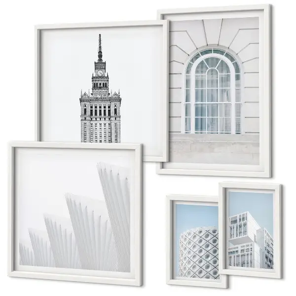 Lot de tableaux encadrés représentant le minimalisme en architecture moderne