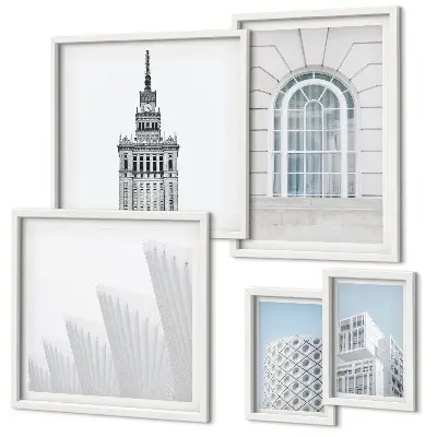 Lot de tableaux encadrés représentant le minimalisme en architecture moderne