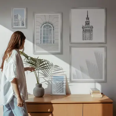 Lot de tableaux encadrés représentant le minimalisme en architecture moderne