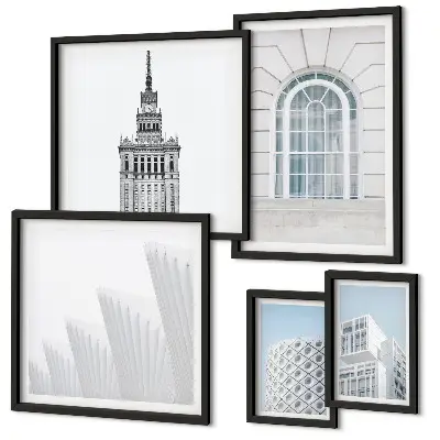 Lot de tableaux encadrés représentant le minimalisme en architecture moderne