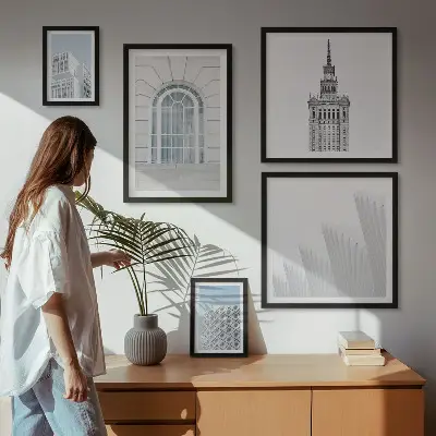 Lot de tableaux encadrés représentant le minimalisme en architecture moderne