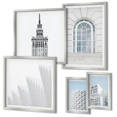 Lot de tableaux encadrés représentant le minimalisme en architecture moderne