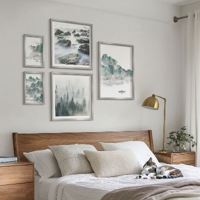 Ensemble de 5 tableaux Paysages paisibles avec de l'eau