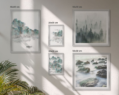 Ensemble de 5 tableaux Paysages paisibles avec de l'eau
