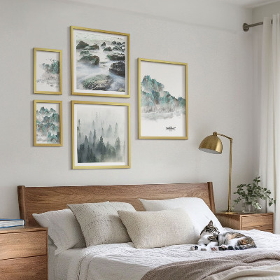Ensemble de 5 tableaux Paysages paisibles avec de l'eau