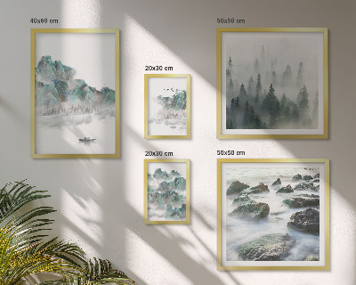 Ensemble de 5 tableaux Paysages paisibles avec de l'eau