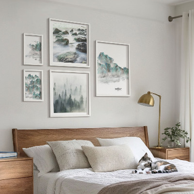 Ensemble de 5 tableaux Paysages paisibles avec de l'eau