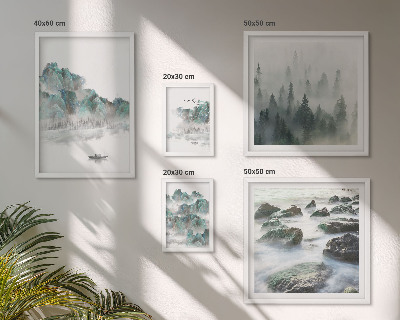 Ensemble de 5 tableaux Paysages paisibles avec de l'eau