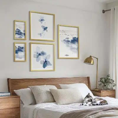 Tableau de décoration murale paysage apaisant avec fleurs et eau