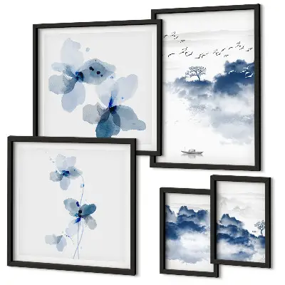 Tableau de décoration murale paysage apaisant avec fleurs et eau