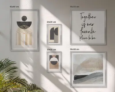 Lot de tableaux encadrés motifs de formes abstraites inspirées par la nature