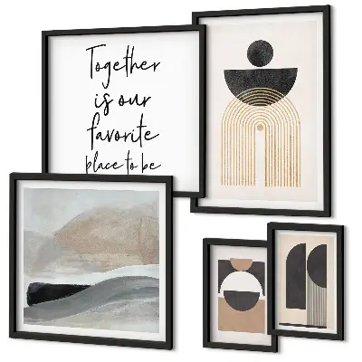 Lot de tableaux encadrés motifs de formes abstraites inspirées par la nature
