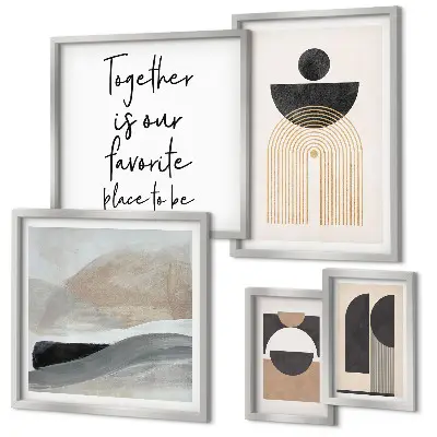Lot de tableaux encadrés motifs de formes abstraites inspirées par la nature