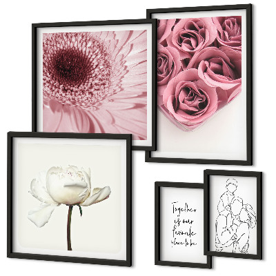 Ensemble de 5 tableaux Inspirations florales bohèmes