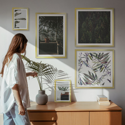 Ensemble de 5 tableaux Motifs végétaux d'oasis verte
