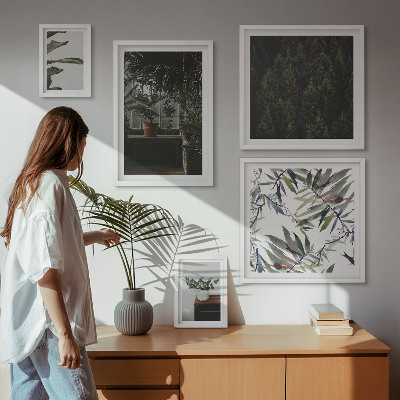 Ensemble de 5 tableaux Motifs végétaux d'oasis verte