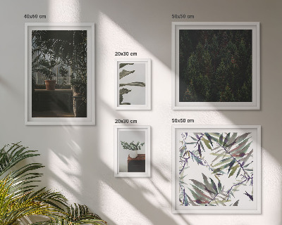 Ensemble de 5 tableaux Motifs végétaux d'oasis verte