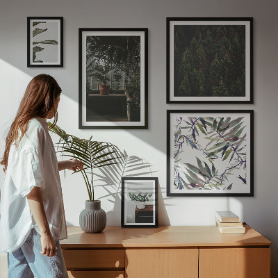 Ensemble de 5 tableaux Motifs végétaux d'oasis verte