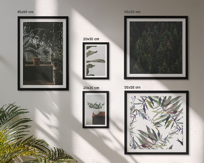 Ensemble de 5 tableaux Motifs végétaux d'oasis verte