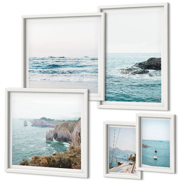 Lot de tableaux encadrés Vues paisibles sur la mer, plages, falaises